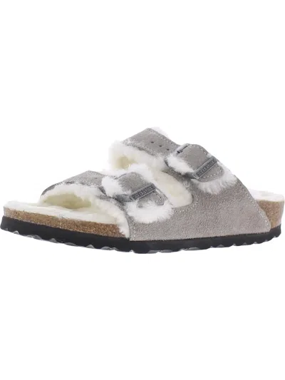 Shop Birkenstock Arizona Womens Suede Faux Fur Lined Footbed Sandals In Multi