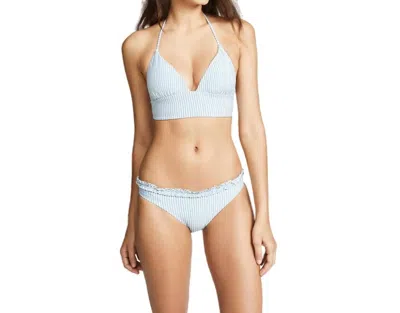 Shoshanna Lace Back Bikini Top In Chambray Pinstripe In Blue