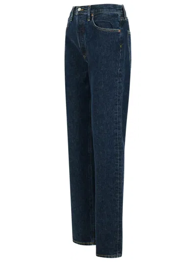 Agolde Blue Jeans With Belt Loops And Logo Patch On The Rear In Denim Woman In Blue