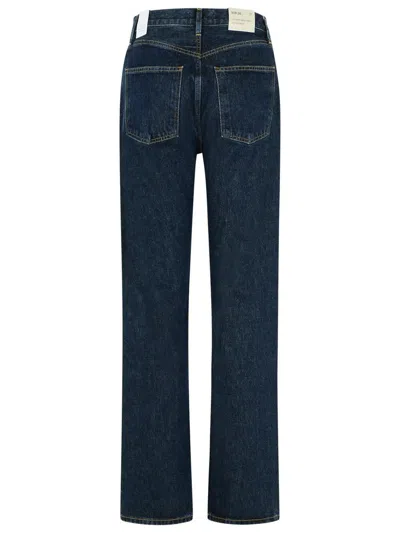 Agolde Blue Jeans With Belt Loops And Logo Patch On The Rear In Denim Woman In Blue