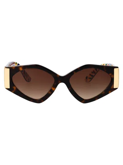 Dolce & Gabbana Tortoiseshell Round-frame Sunglasses In 321713 Havana On White Barrow