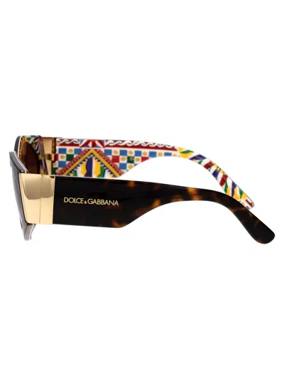 Dolce & Gabbana Tortoiseshell Round-frame Sunglasses In 321713 Havana On White Barrow