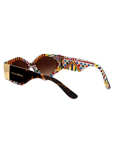 Dolce & Gabbana Tortoiseshell Round-frame Sunglasses In 321713 Havana On White Barrow