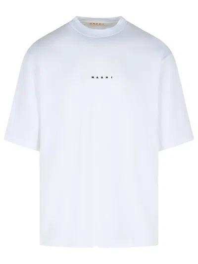 Marni White Cotton T-shirt With Logo Print In White