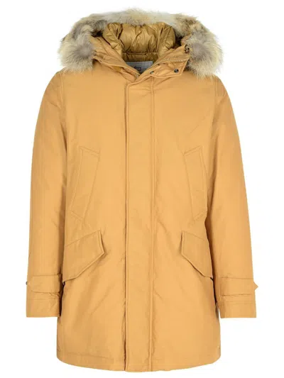 Woolrich Fur Trim Polar Parka In Beige