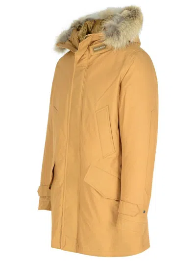 Woolrich Fur Trim Polar Parka In Beige
