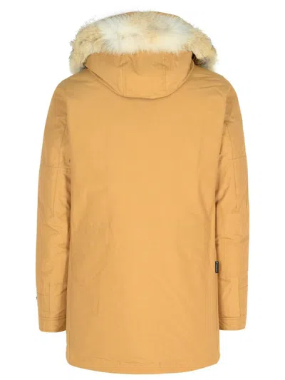 Woolrich Fur Trim Polar Parka In Beige
