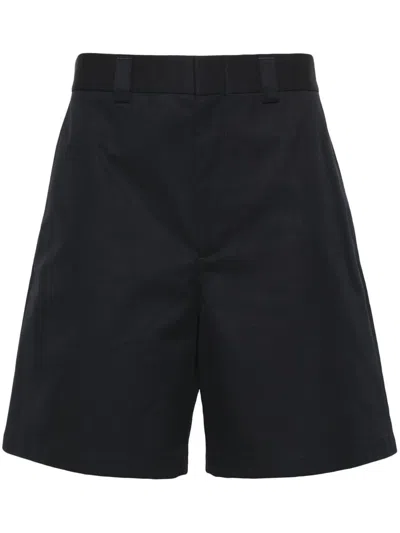Gucci Shorts In Doppio Twill Di Cotone Con Nastro Web In Ink