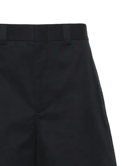 Gucci Shorts In Doppio Twill Di Cotone Con Nastro Web In Ink