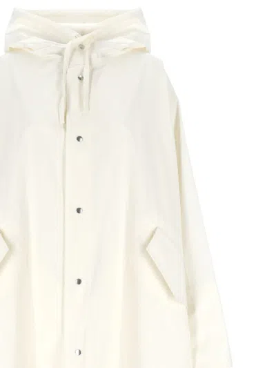 Jil Sander Cotton Hooded Raincoat In White