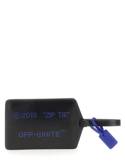 Off-white Zip Tie Medium Clutch In Colour Black In Black