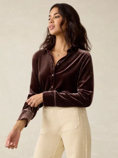 Faherty Stretch Silk Velvet Genevieve Shirt In Huckleberry