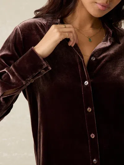 Faherty Stretch Silk Velvet Genevieve Shirt In Huckleberry