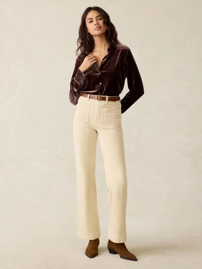 Faherty Stretch Silk Velvet Genevieve Shirt In Huckleberry