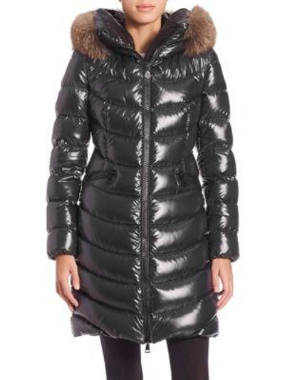 Shop Moncler Aphia Fur-trimmed Puffer Jacket In Black