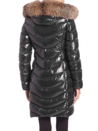Shop Moncler Aphia Fur-trimmed Puffer Jacket In Black