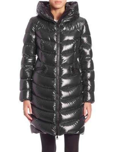 Shop Moncler Aphia Fur-trimmed Puffer Jacket In Black