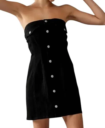 Urban Daizy Drew Strapless Denim Dress In Black In Black