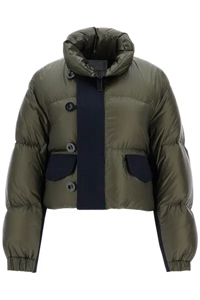 Shop Sacai Piumino Corto Con Inserti In Khaki