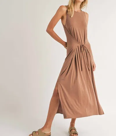 Sadie & Sage Vacay Tiefront Midi Dress In Cappuccino In Brown