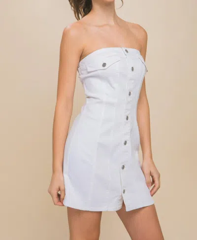 Urban Daizy Drew Strapless Denim Dress In White In White