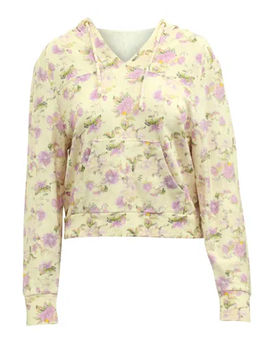 Love Shack Fancy Kirby Floral Print Distressed Hoodie In Cream Cotton In White