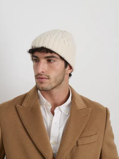 Alex Mill Aran Cable Beanie In Wool In Arctic