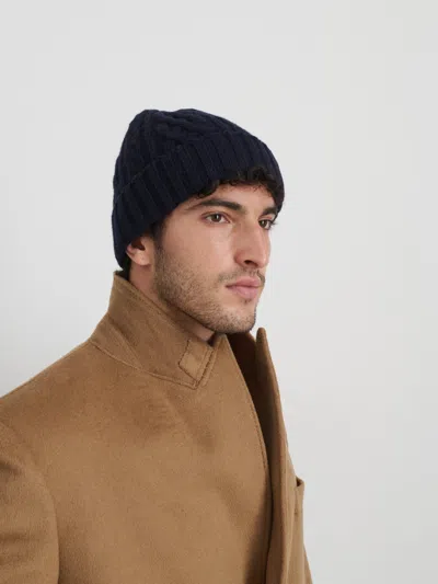 Alex Mill Aran Cable Beanie In Wool In Navy