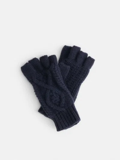 Alex Mill Aran Cable Gloves In Wool In Navy