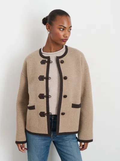 Alex Mill Aubrey Sweater Jacket In Merino Wool In Oatmeal