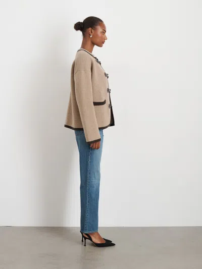 Alex Mill Aubrey Sweater Jacket In Merino Wool In Oatmeal