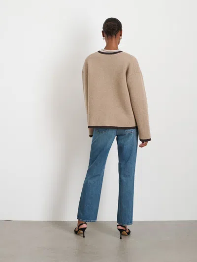 Alex Mill Aubrey Sweater Jacket In Merino Wool In Oatmeal