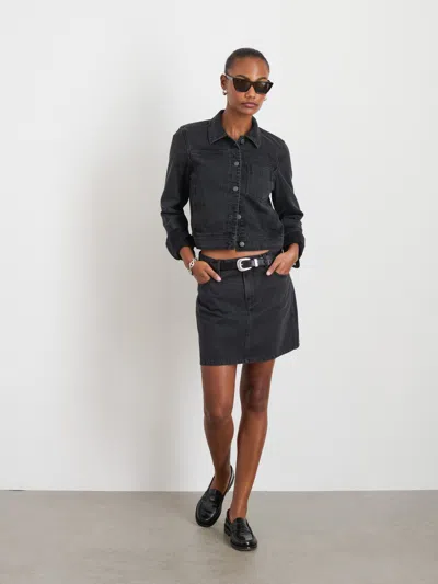 Alex Mill Betty Cropped Jacket In Black Denim In Washed Black