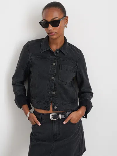 Alex Mill Betty Cropped Jacket In Black Denim In Washed Black