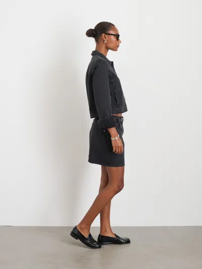 Alex Mill Betty Cropped Jacket In Black Denim In Washed Black