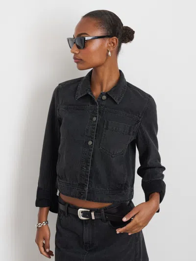 Alex Mill Betty Cropped Jacket In Black Denim In Washed Black