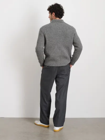 Alex Mill Carl Polo Sweater In Chunky Wool In Heather Grey