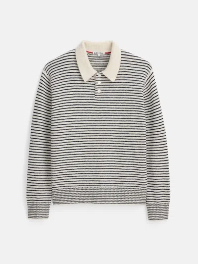 Alex Mill Carl Polo Sweater In Stripe In Ivory/navy