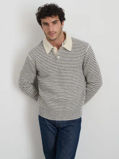 Alex Mill Carl Polo Sweater In Stripe In Ivory/navy