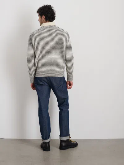 Alex Mill Carl Polo Sweater In Stripe In Ivory/navy