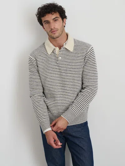 Alex Mill Carl Polo Sweater In Stripe In Ivory/navy