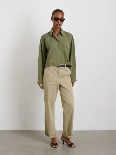 Alex Mill Gemma Oversized Washed Lyocell Shirt In Faded Olive