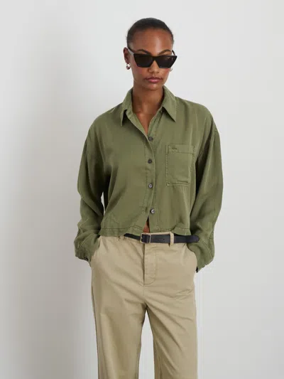 Alex Mill Gemma Oversized Washed Lyocell Shirt In Faded Olive