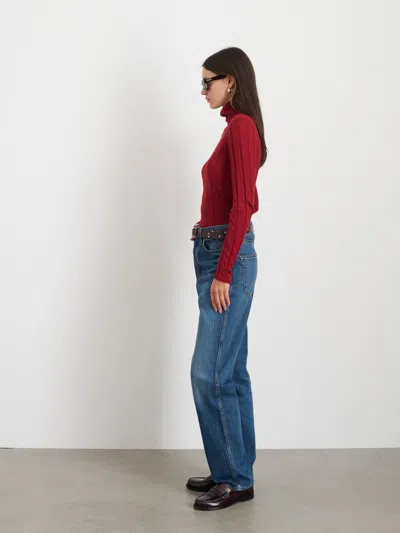 Alex Mill Ellie Ribbed Turtleneck In Cotton Cashmere In Cabernet