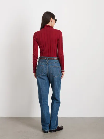 Alex Mill Ellie Ribbed Turtleneck In Cotton Cashmere In Cabernet