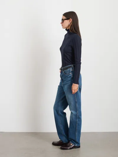 Alex Mill Ellie Ribbed Turtleneck In Cotton Cashmere In Navy