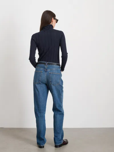 Alex Mill Ellie Ribbed Turtleneck In Cotton Cashmere In Navy