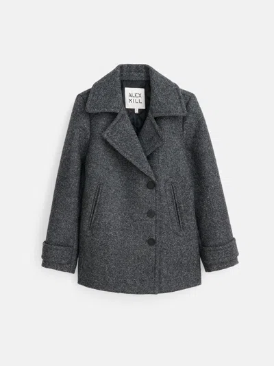 Alex Mill Grace Peacoat In Itallian Twill Double Wool In Charcoal