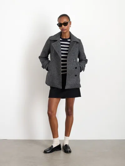 Alex Mill Grace Peacoat In Itallian Twill Double Wool In Charcoal