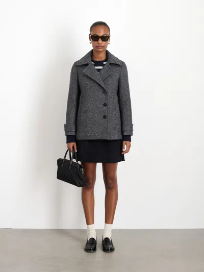 Alex Mill Grace Peacoat In Itallian Twill Double Wool In Charcoal